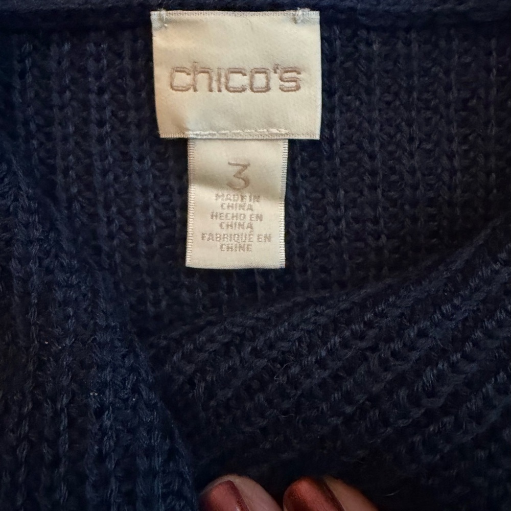 Chico’s Johanna Navy Sleeveless Sweater Vest Open Front Wool Blend Size 3 NWT - Picture 5 of 10